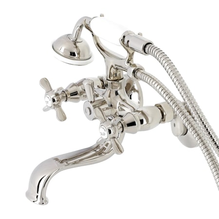 Kingston Brass KS245PN Tub Wall Mount Clawfoot Tub Faucet with Hand Shower, Polished Nickel KS245PN